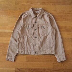 Wallace & Barnes Canvas Trucker Jacket Mens Tan Workwear Heritage Size M 2147